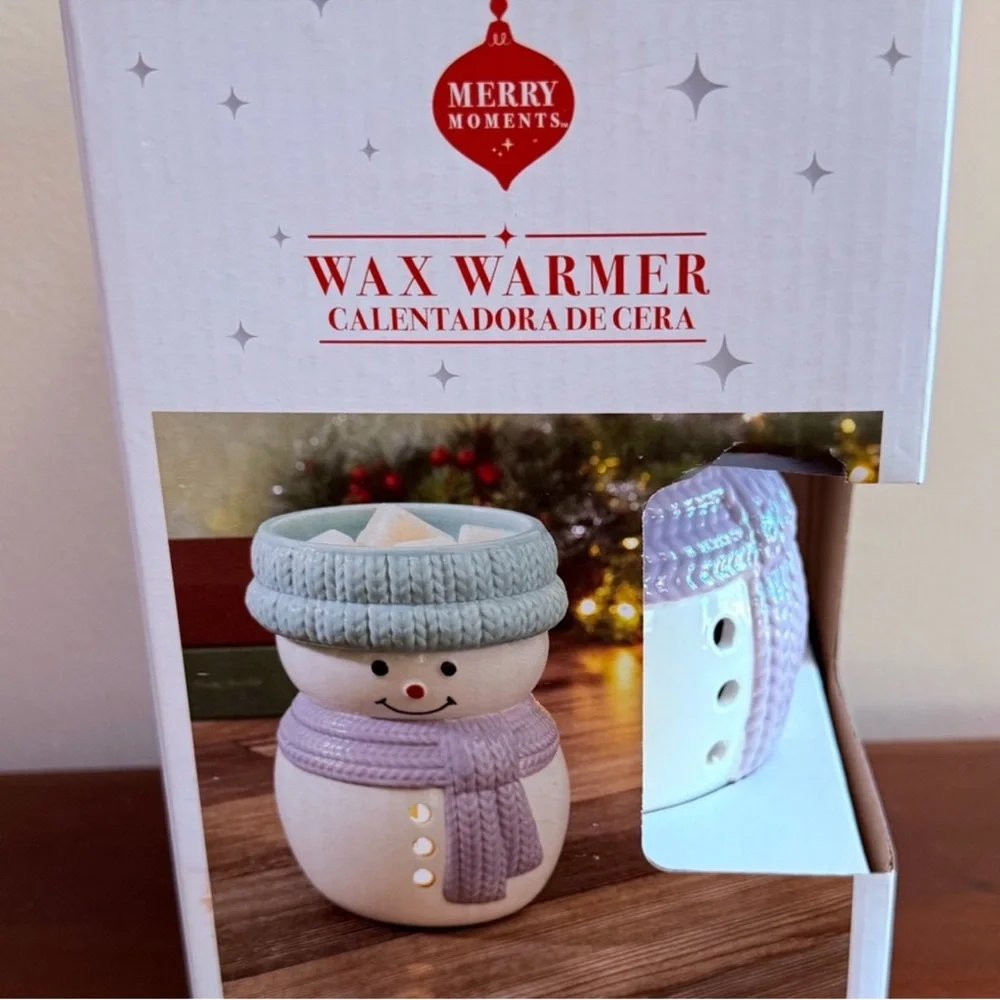 New Aldi Merry Moments White Snowman w/ Scarf Winter Wonderland Wax Warmer